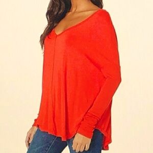 Free People Moonshine Oversized V-Neck Top - fits up to XL